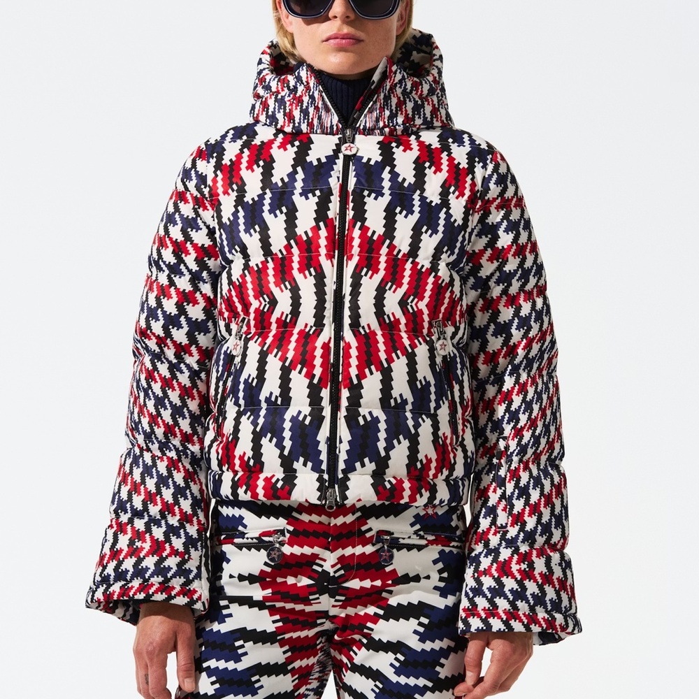 Perfect Moment Polar Flare Down Jacket Twisted Houndstooth NWT Small